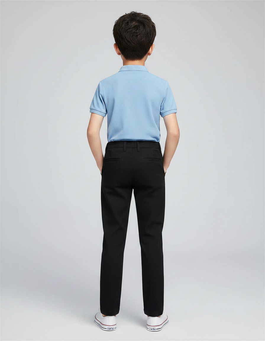 Pantalon Chino Noir Coton Droit Garçon Élégant - vue 2