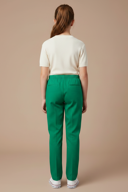 Pantalon Chino Vert Droit Coton Enfant Décontracté - vue 2