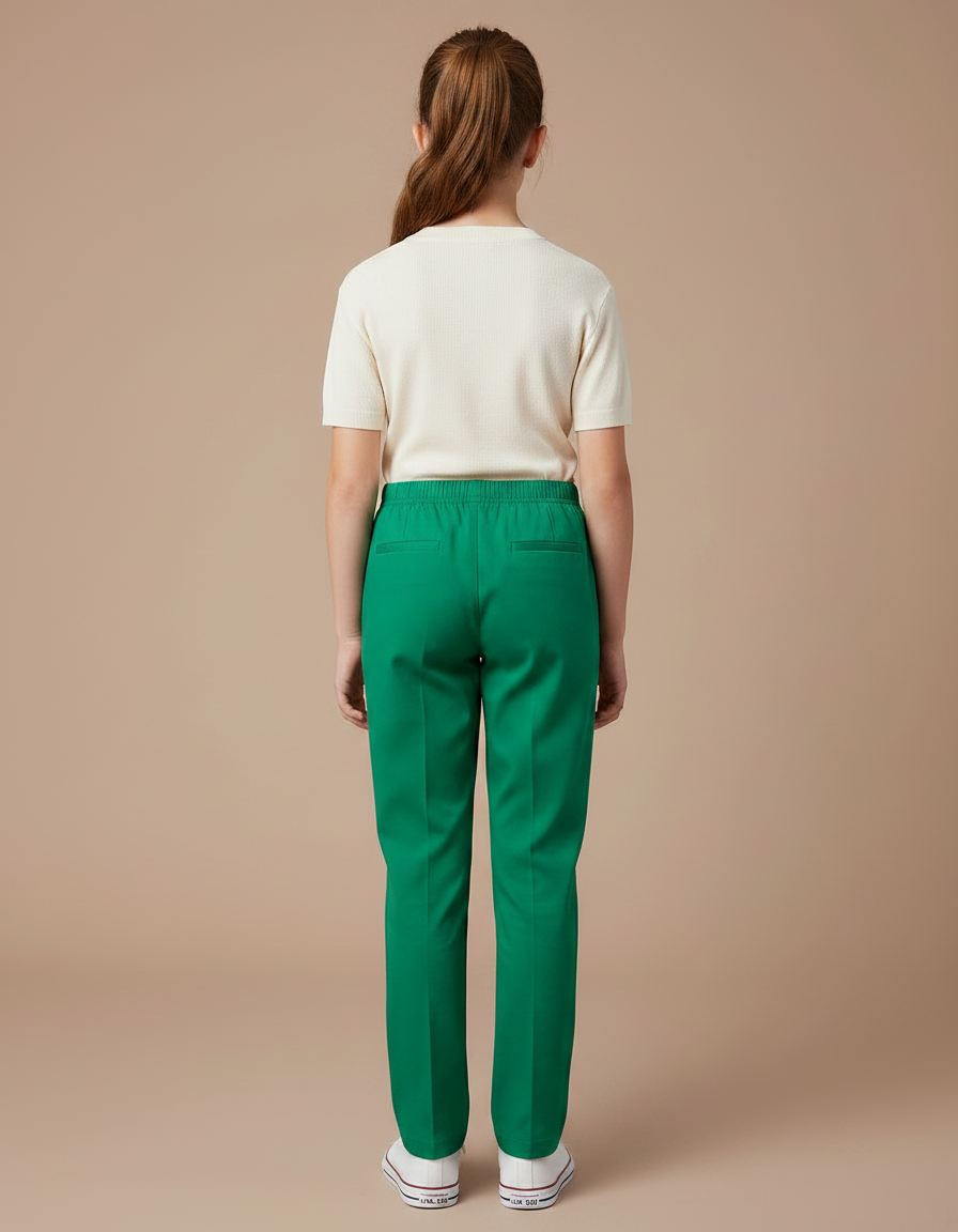 Pantalon Chino Vert Droit Coton Enfant Décontracté - vue 2