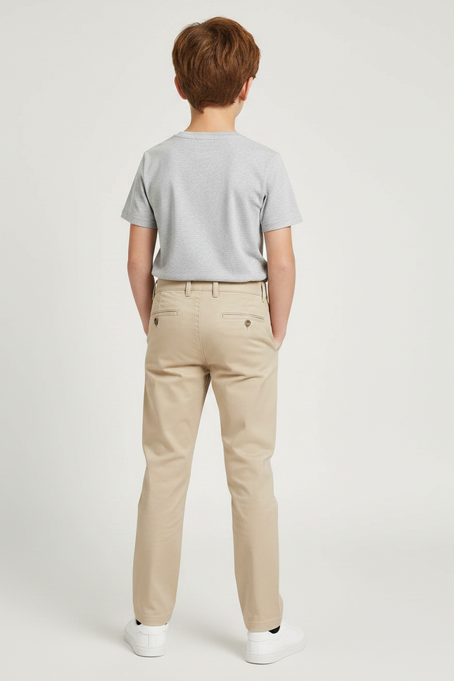 Pantalon Chino Beige Coupe Droite Décontracté Enfant - Gabardine - vue 2