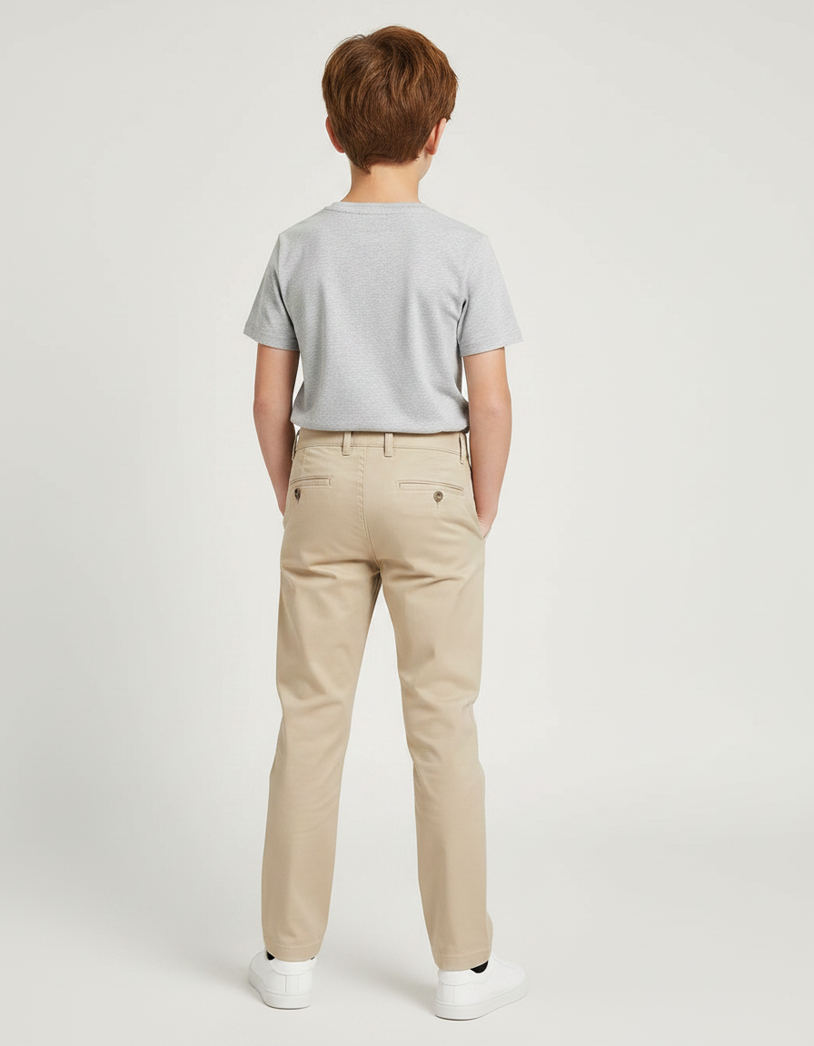 Pantalon Chino Beige Coupe Droite Décontracté Enfant - Gabardine - vue 2