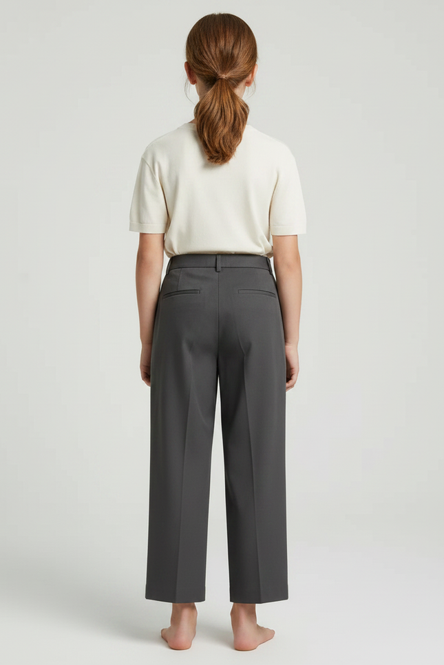 Pantalon Chino Gris Anthracite Plissé Ample Enfant - Gabardine - vue 2
