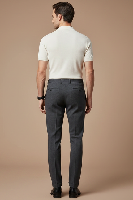 Pantalon Chino Gris Slim Élégant Texturé Homme - Laine - vue 2