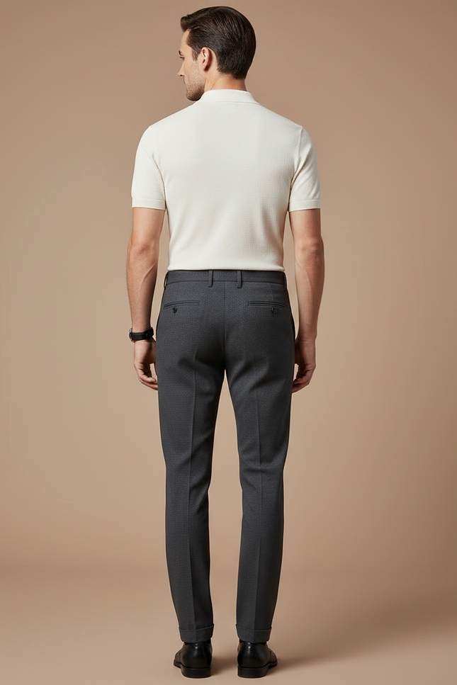 Pantalon Chino Gris Slim Élégant Texturé Homme - Laine - vue 2