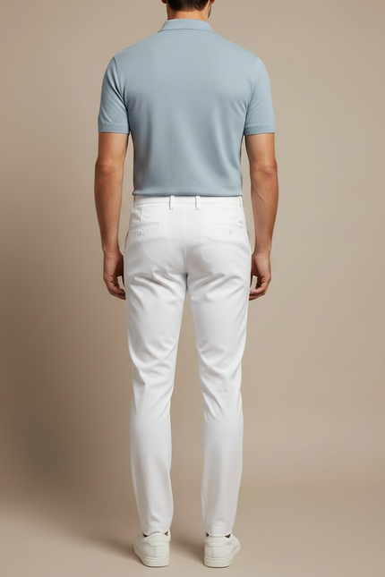 Pantalon Chino Blanc Homme Slim Élastique Décontracté Élégant - Polyester - vue 2