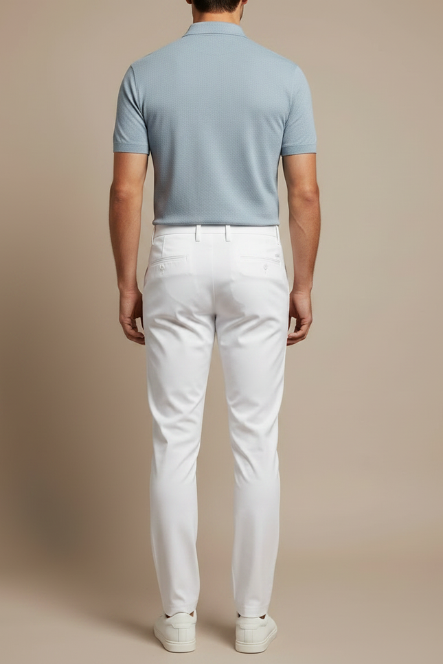 Pantalon Chino Blanc Homme Slim Élastique Décontracté Élégant - Polyester - vue 2