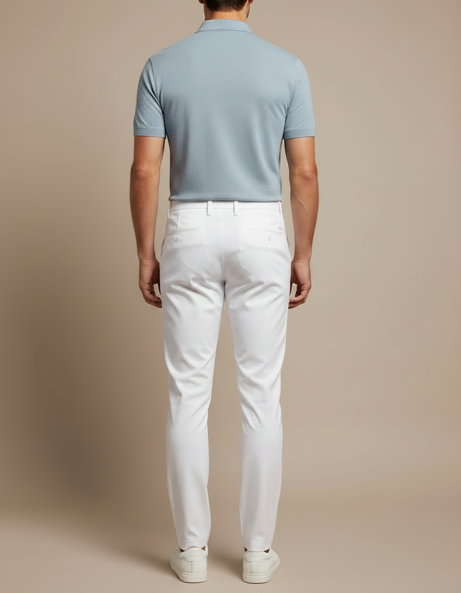 Pantalon Chino Blanc Homme Slim Élastique Décontracté Élégant - Polyester - vue 2
