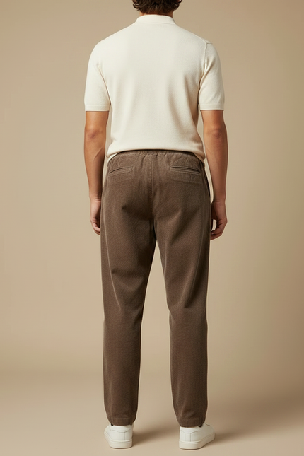 Pantalon Chino Marron Côtelé Droit Décontracté Homme - Cordé - vue 2