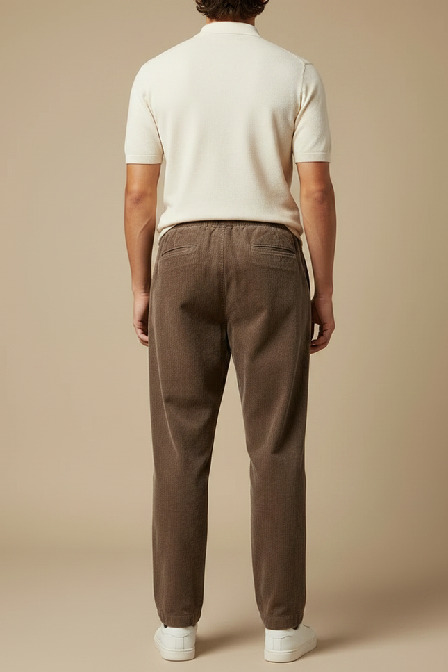 Pantalon Chino Marron Côtelé Droit Décontracté Homme - Cordé - vue 2