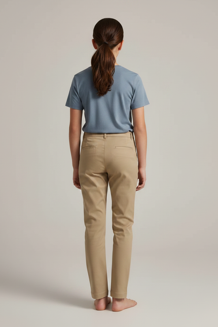 Pantalon Chino Beige Coton Droit Classique Enfant - Gabardine - vue 2