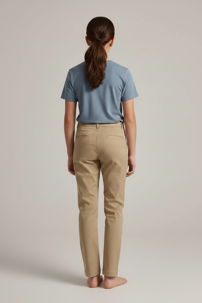 Pantalon Chino Beige Coton Droit Classique Enfant - Gabardine - vue 2