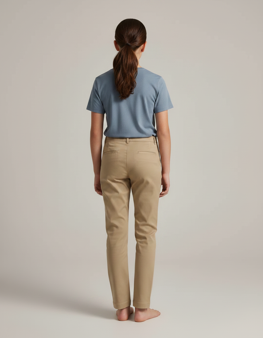 Pantalon Chino Beige Coton Droit Classique Enfant - Gabardine - vue 2