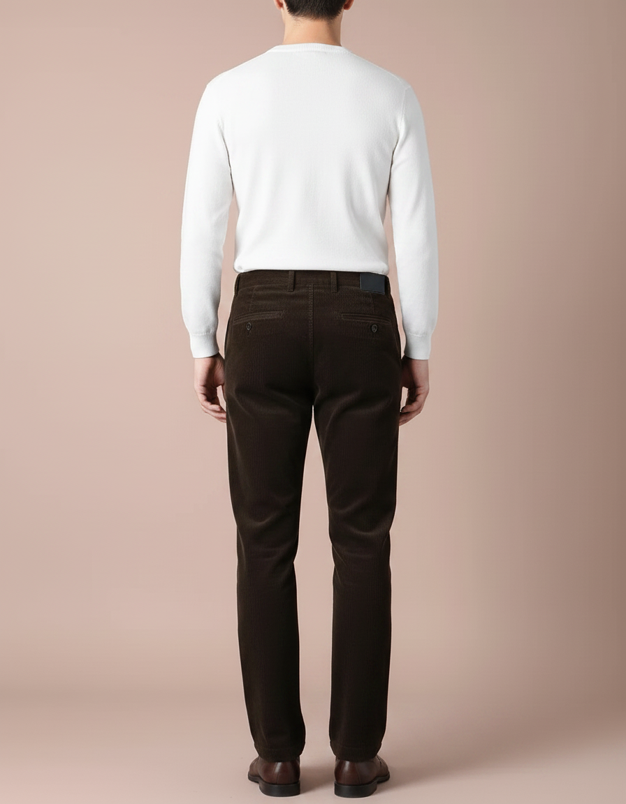Pantalon Chino En Velours - Marron Cordé - vue 2