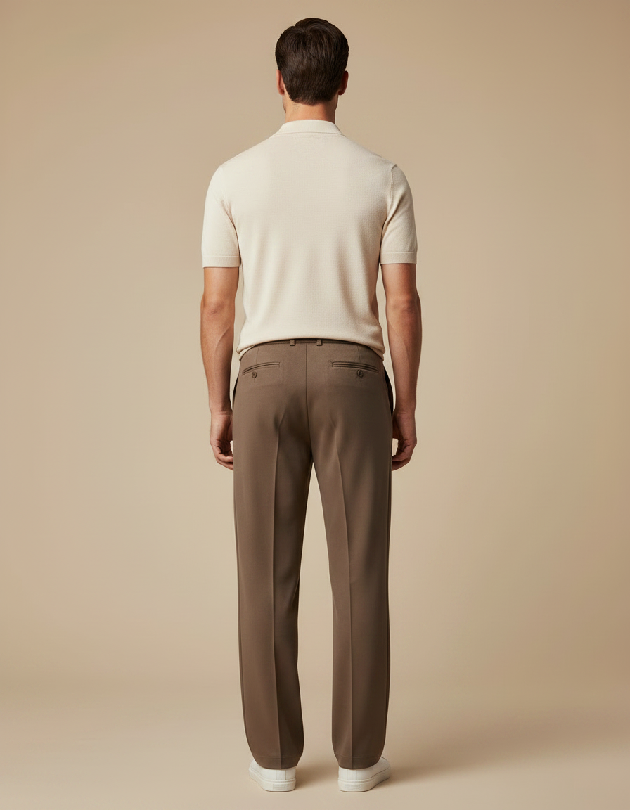 Pantalon Chino Marron Droit Sport Décontracté Cordon - Gabardine - vue 2
