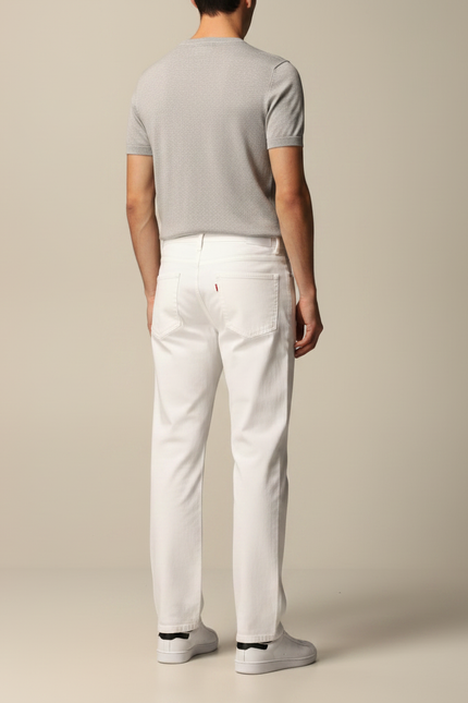 Pantalon Chino Blanc Coton Coupe Droite Décontracté Homme - vue 2