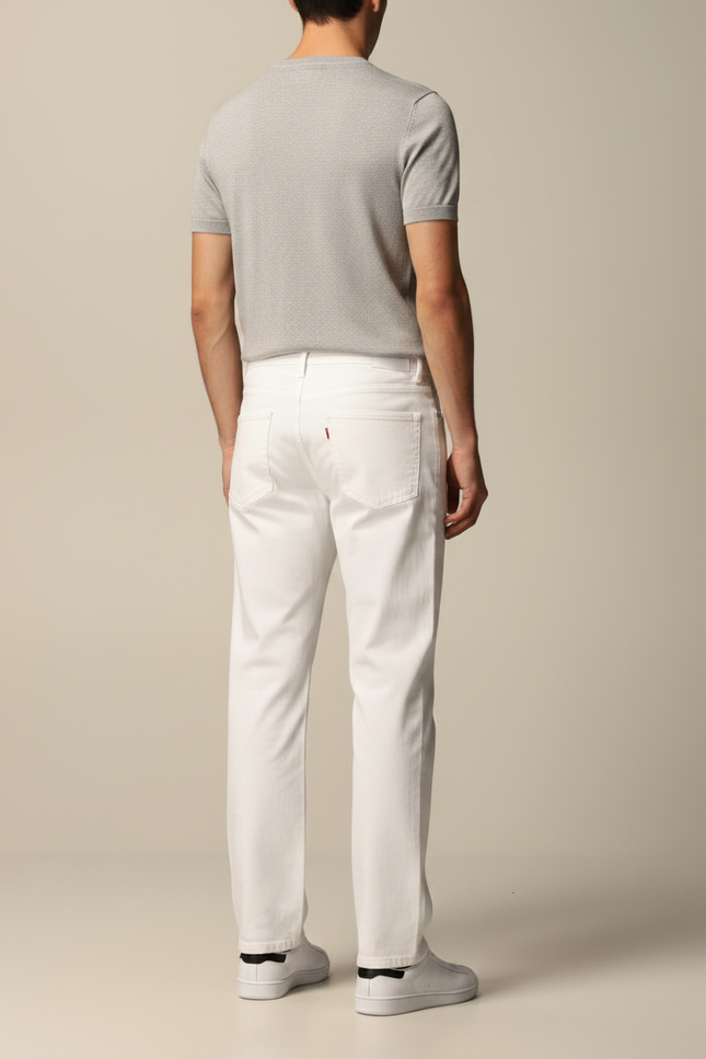 Pantalon Chino Blanc Coton Coupe Droite Décontracté Homme - vue 2