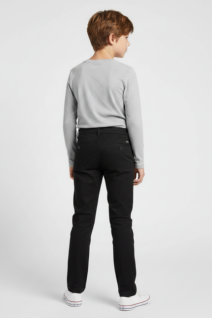 Pantalon Chino Noir Coton Slim Enfant Décontracté - vue 2