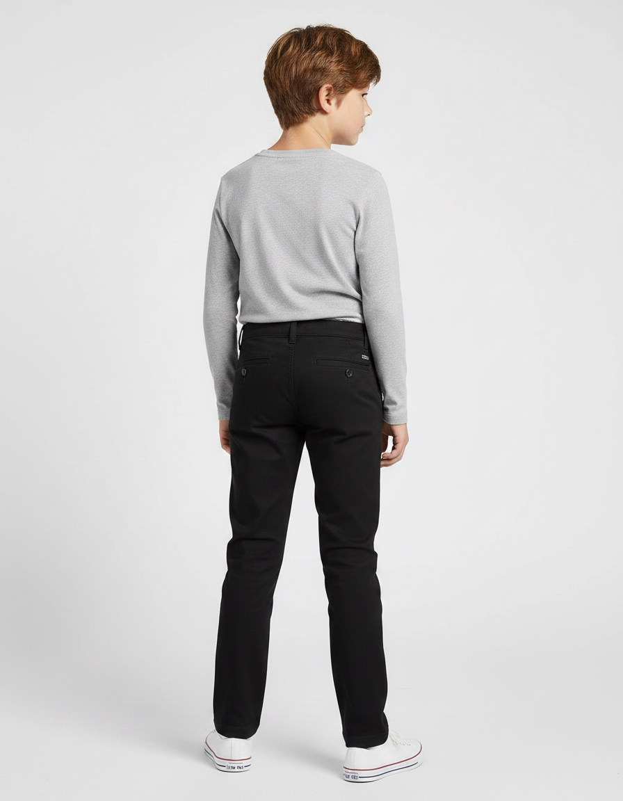 Pantalon Chino Noir Coton Slim Enfant Décontracté - vue 2