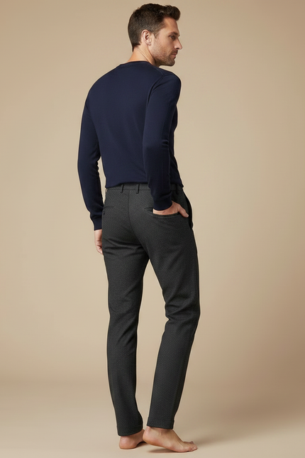 Pantalon Chino Gris Anthracite Texturé Droit Homme - Tweed - vue 2