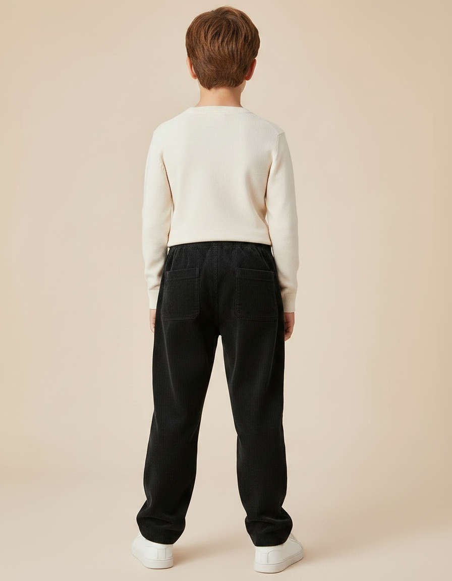 Pantalon Chino Garçon Noir Coupe Ample - Cordé - vue 2