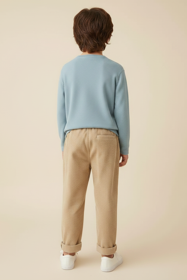 Pantalon Chino Beige Côtelé Ample Décontracté Enfant - Cordé - vue 2