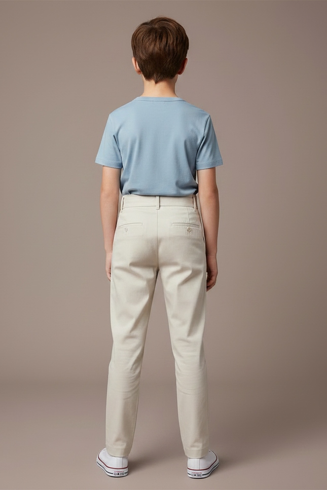 Pantalon Chino Beige Plissé Décontracté Enfant Coton - vue 2