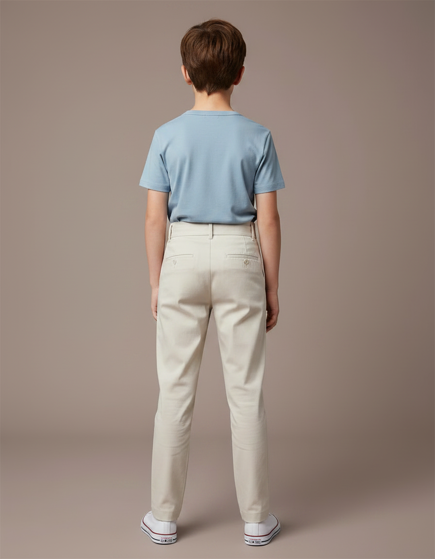 Pantalon Chino Beige Plissé Décontracté Enfant Coton - vue 2