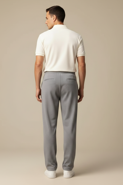 Pantalon Chino Gris Droit Décontracté Homme Coton - Maille - vue 2