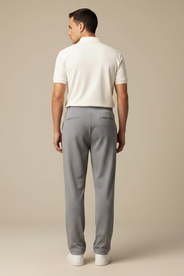 Pantalon Chino Gris Droit Décontracté Homme Coton - Maille - vue 2