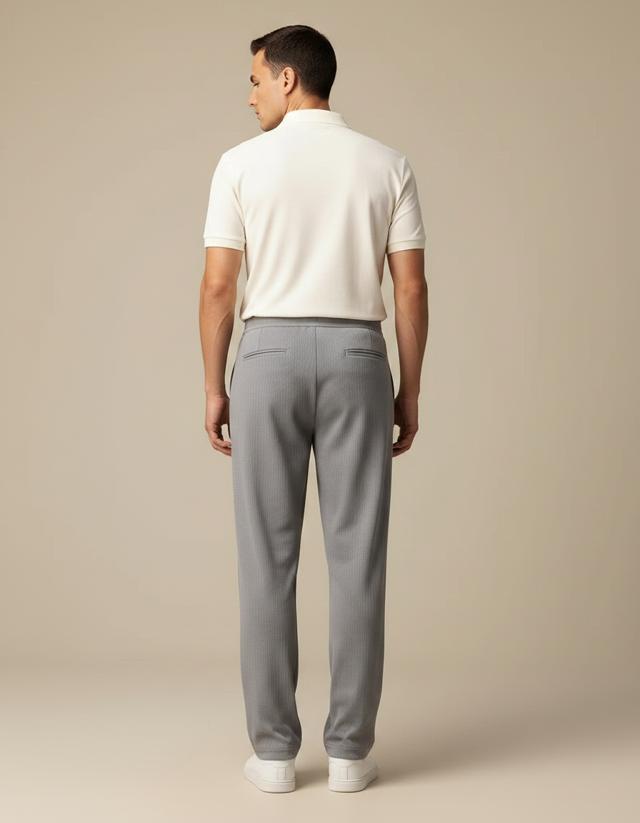 Pantalon Chino Gris Droit Décontracté Homme Coton - Maille - vue 2