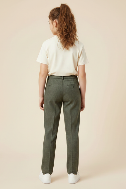 Pantalon Chino Vert Motif Discret Droit Fille - Tweed - vue 2
