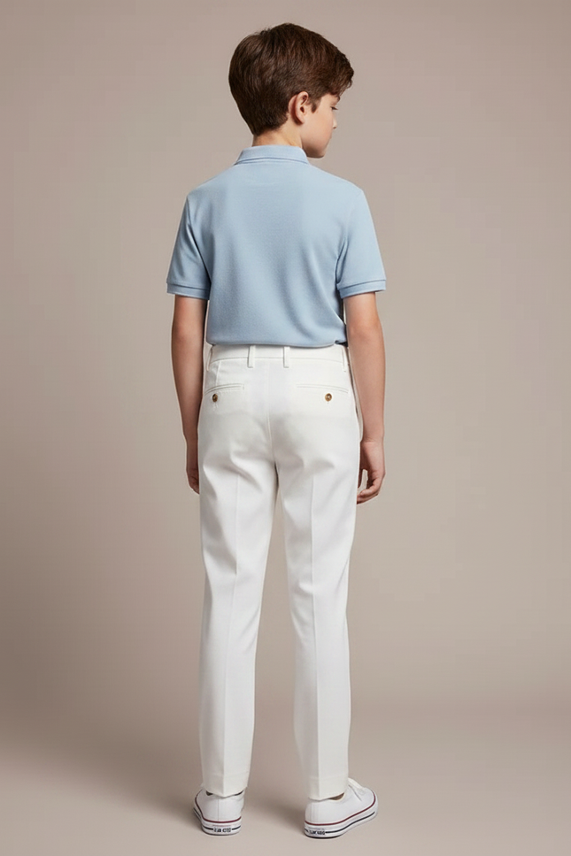 Pantalon Chino Blanc Garçon Slim Coton Élégant - vue 2