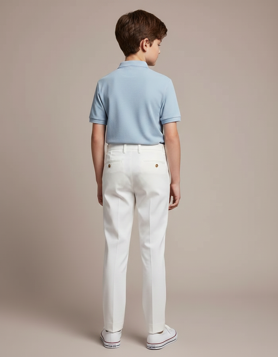Pantalon Chino Blanc Garçon Slim Coton Élégant - vue 2