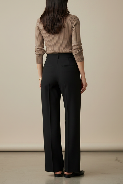 Pantalon Chino Femme Noir Large Stretch - Gabardine - vue 2