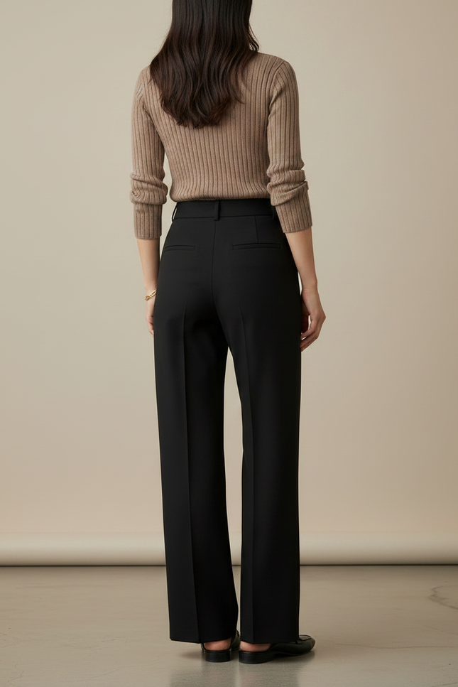 Pantalon Chino Femme Noir Large Stretch - Gabardine - vue 2