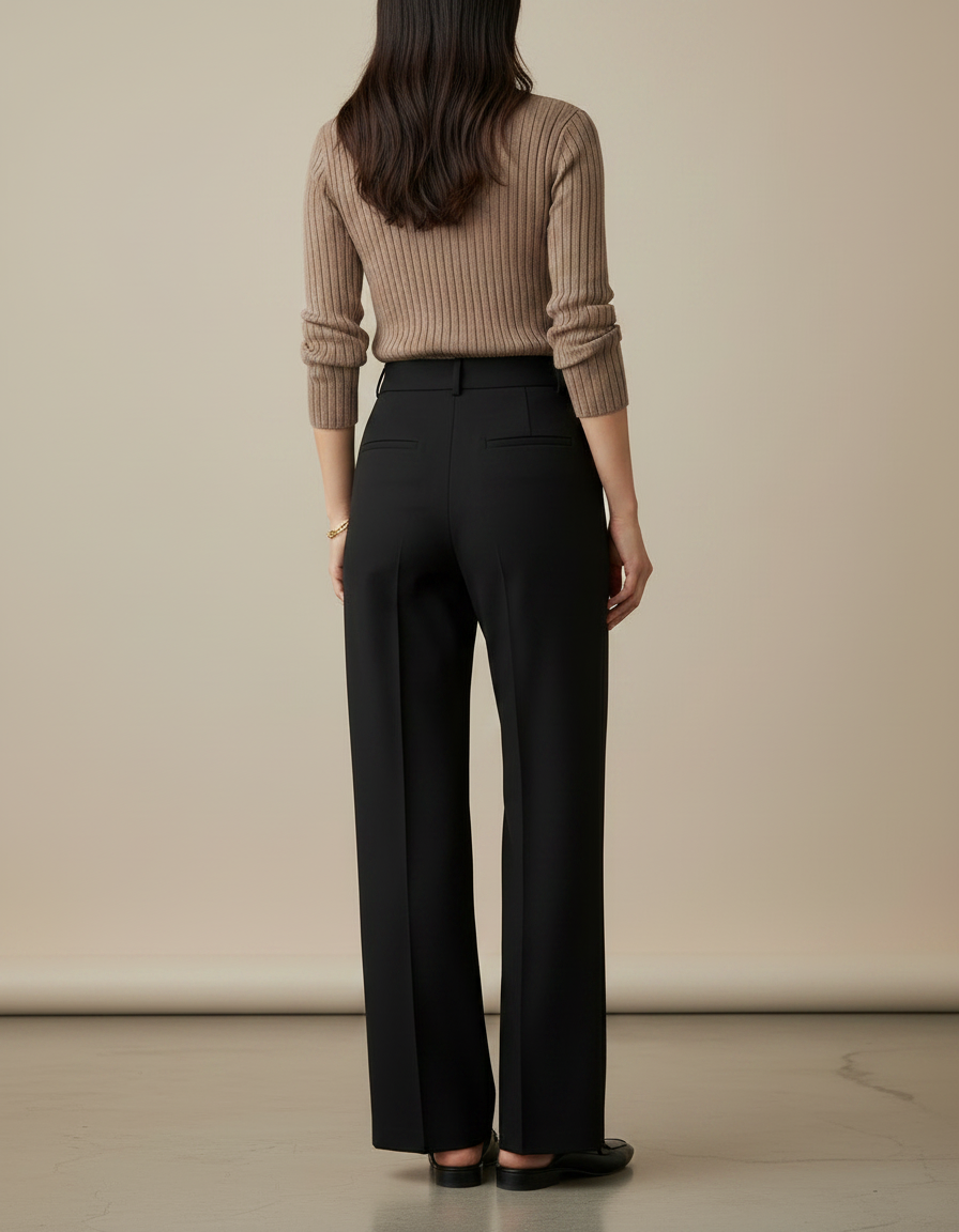 Pantalon Chino Femme Noir Large Stretch - Gabardine - vue 2