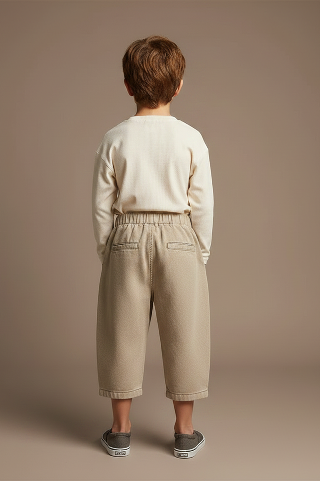Pantalon Chino Beige Ample Décontracté Enfant Garçon - Coton - vue 2