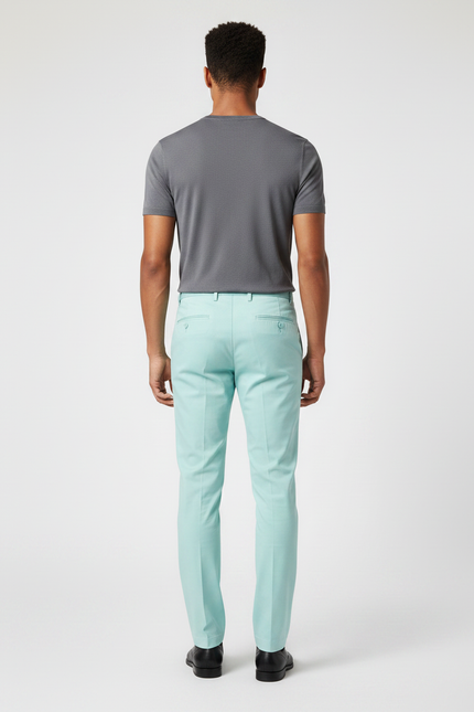 Pantalon Chino Menthe Slim Élégant Homme - Vert Gabardine - vue 2