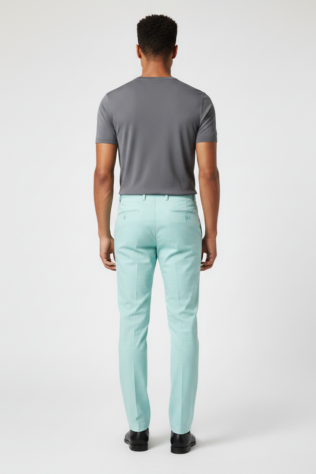 Pantalon Chino Menthe Slim Élégant Homme - Vert Gabardine - vue 2