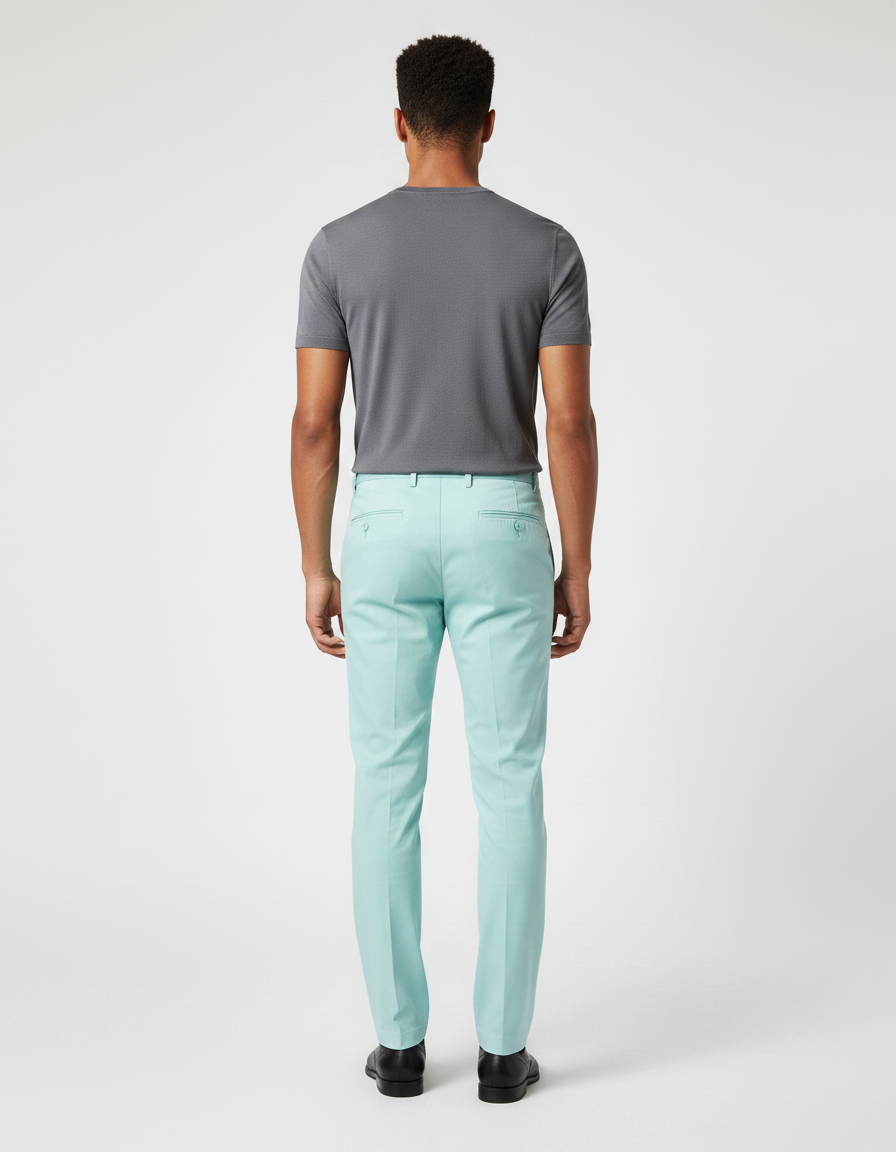 Pantalon Chino Menthe Slim Élégant Homme - Vert Gabardine - vue 2