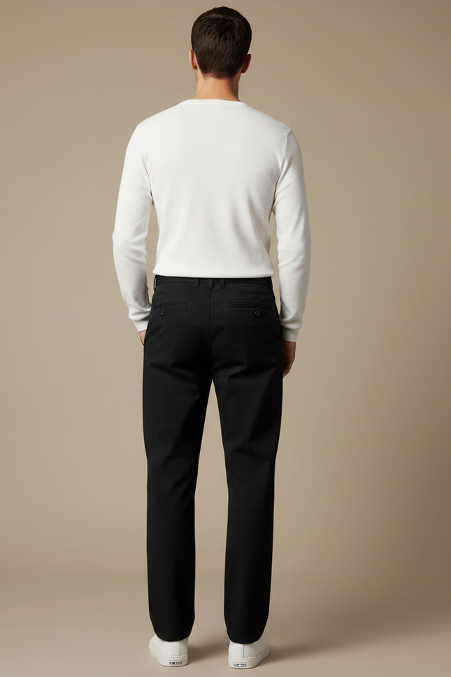 Pantalon Chino Noir Coton Droit Tendance Homme - vue 2