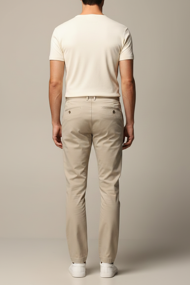 Chino Pantalon Beige Homme - Gabardine - vue 2