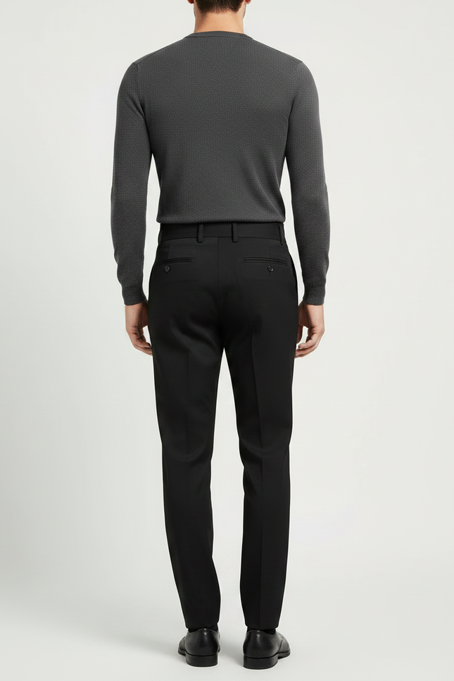 Pantalon Chino Noir Plissé Droit Élégant Homme - Gabardine - vue 2