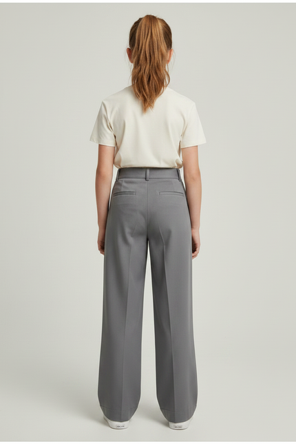Pantalon Chino Gris Ample Plissé Enfant Décontracté - Gabardine - vue 2