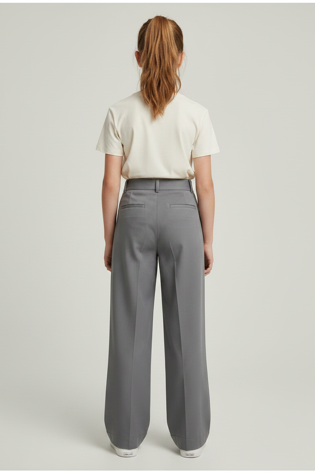 Pantalon Chino Gris Ample Plissé Enfant Décontracté - Gabardine - vue 2