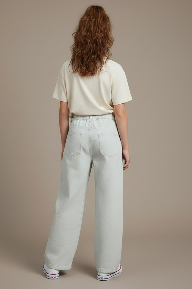 Pantalon Chino Large Bleu Clair Enfant Décontracté - Coton - vue 2