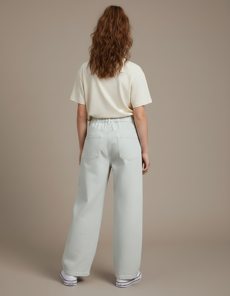 Pantalon Chino Large Bleu Clair Enfant Décontracté - Coton - vue 2