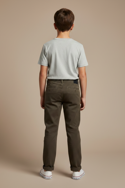 Pantalon Chino Kaki Coton Droite Enfant - vue 2