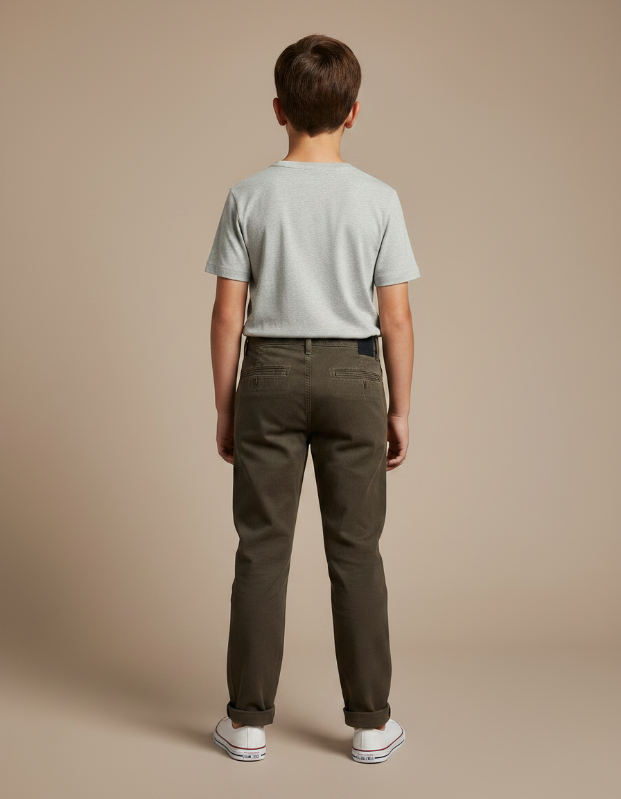 Pantalon Chino Kaki Coton Droite Enfant - vue 2