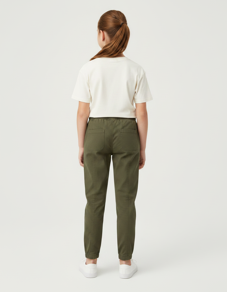 Pantalon Chino Vert Olive Cordon Coton Enfant - vue 2